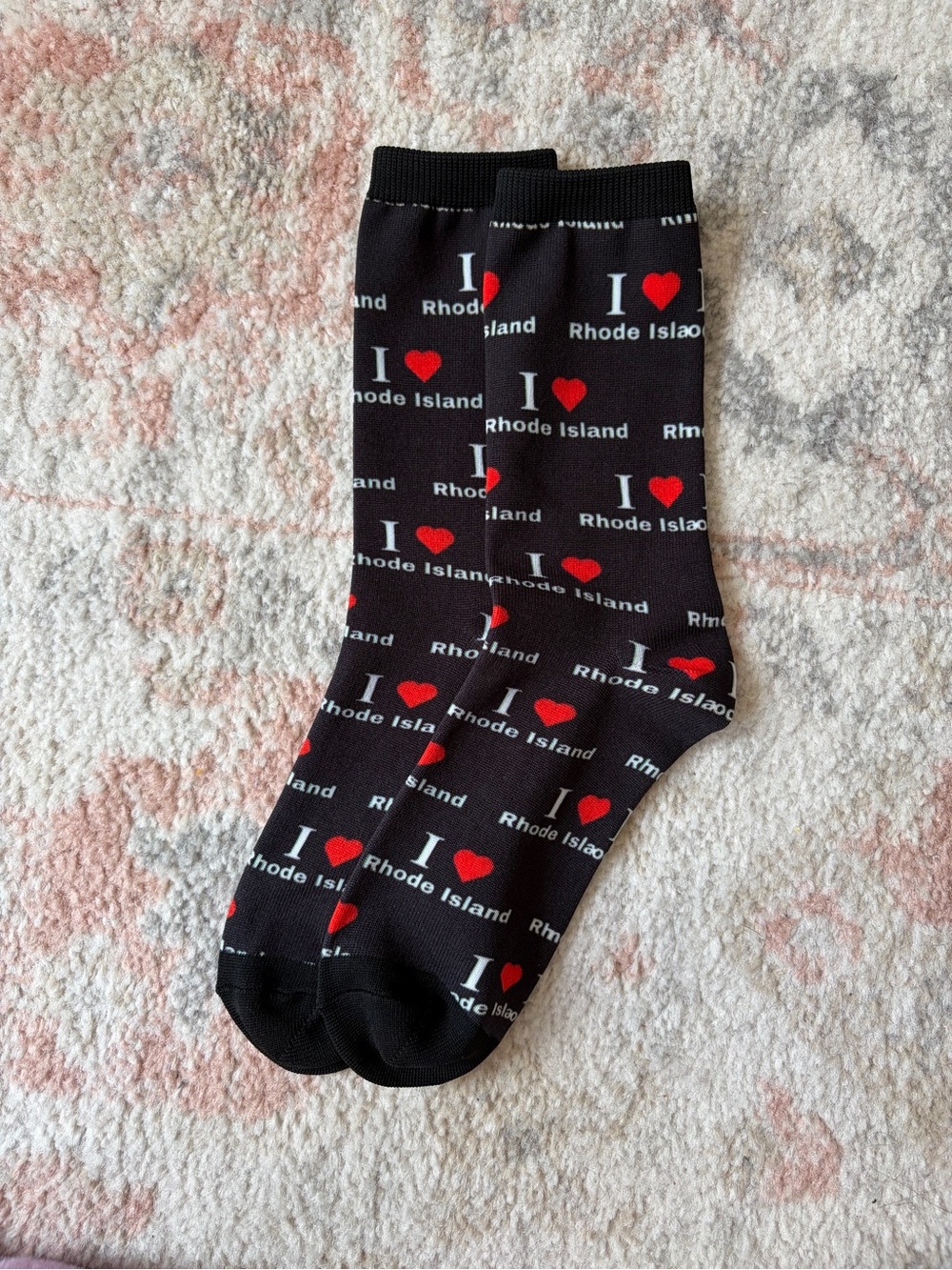 I Love Rhode Island Black Novelty Socks